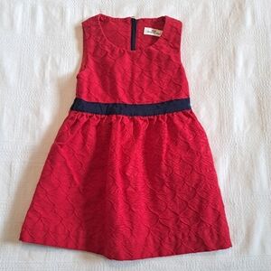 Vineyard Vines girls size 2T deep red whale tail design fabric, blue accent EUC